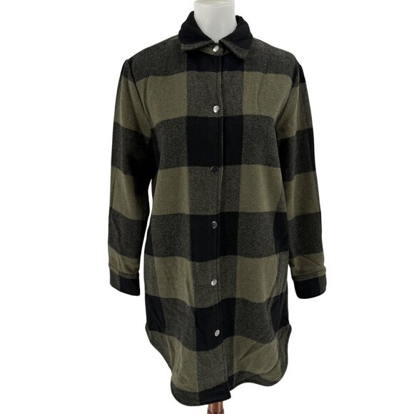 Bb Dakota Steve Madden Oversized Plaid Shirt Jacket Size S Green & Black - Picture 3 of 10